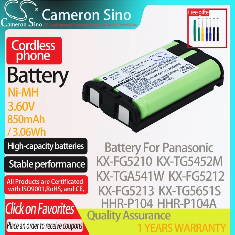 Cameronsino Batteria Per Panasonic Kx-Tg5452M Kx-Tg2356Bp Kx-Tga541W Adatto Gp Cordless Cordless Batteria Del Telefono 3.60V