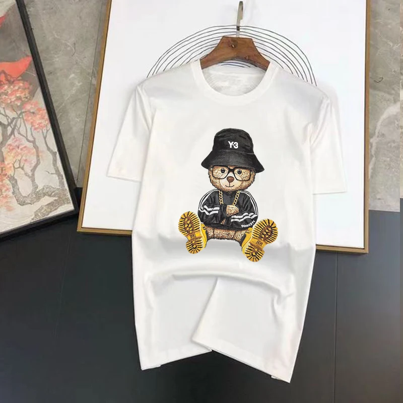 

Ropa Hom Y-3 Bear Summer Short Sleeve Korean Fashion Cotton Y2k Tops Te Graphic T Shirts Casual Male For Men's Clothing S-7XL