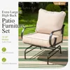 Sophia & William Extra Large & High Back Patio Furniture Set Metal Modern Outdoor Conversation Sets with Motion Chairs 5