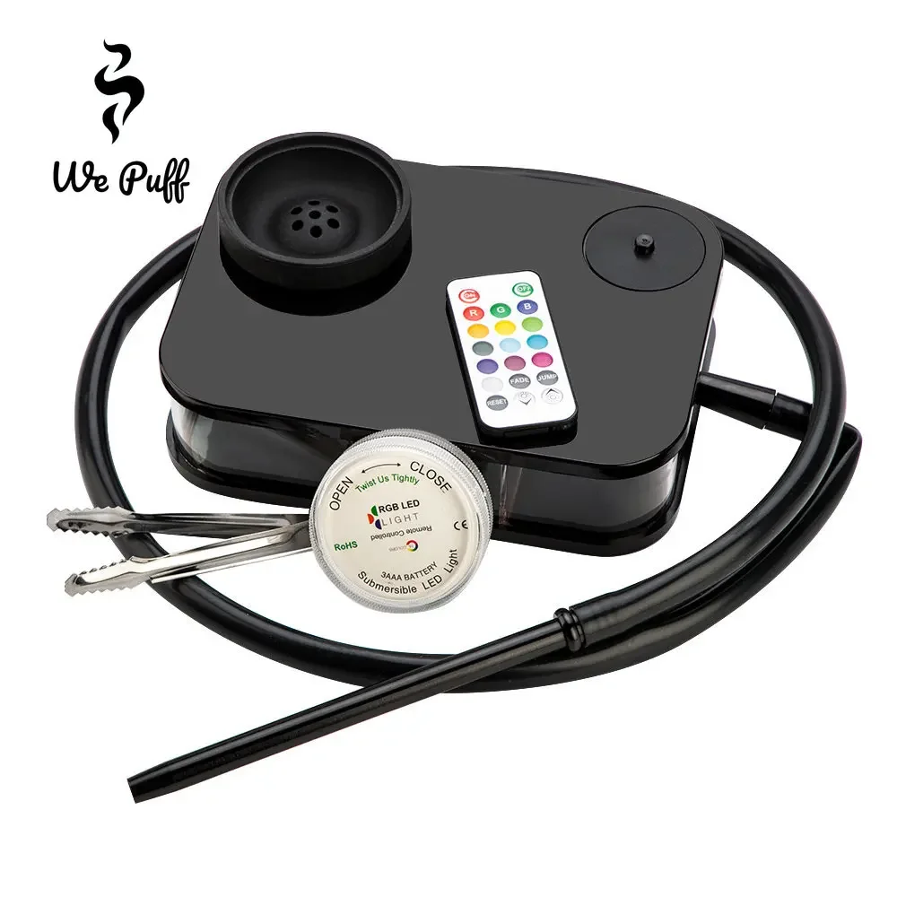 Tobacco Smoking Accessories Hookah Water Pipe WE PUFF Book Style Hookah Set Portable Acrylic Shisha Box with Colorful LED Light Narguile Complete Smoking Pipes Accessories