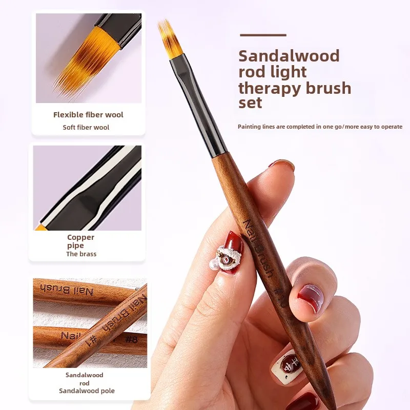 Nail Brush Customized Color Logo Liner UV Gel Sandalwood Nail Art Brushes with Nylon Bristles and Wood Handle Nail Supplies 3