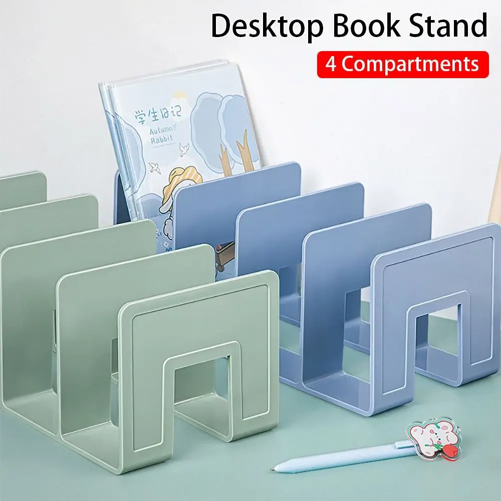 

1Pcs Acrylic Book Stand Durable Closet 4 Compartment Shelf Divider Tabletop Colorful Desk Organizer Book