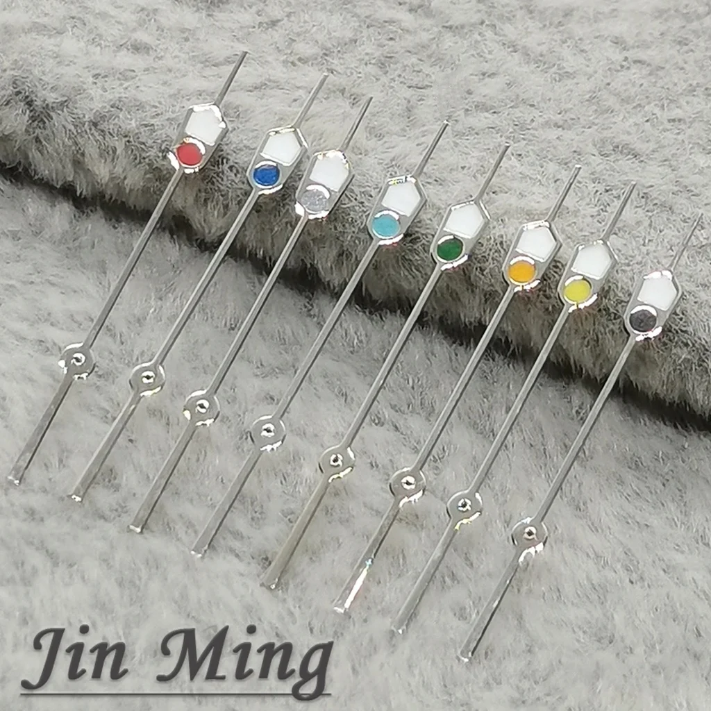 Premium Silver & Black 13mm Watch Hands with Green Luminous Finish