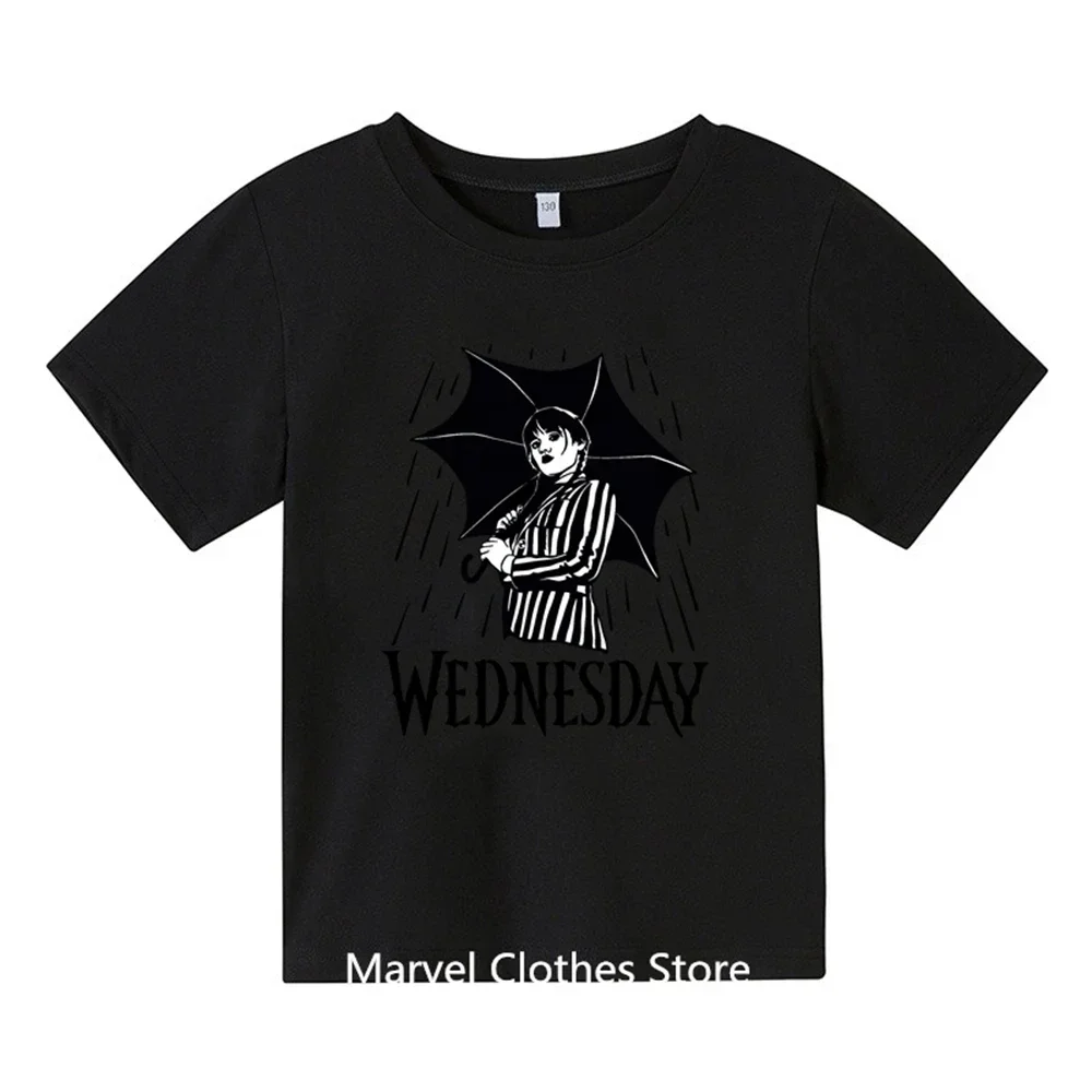 Tshirts Hot Movie Wednesday Addams 3d Printed Boy Girl Summer Casual Fashion Harajuku Oversized O-neck Tshirt Kids Tees Clothes 3
