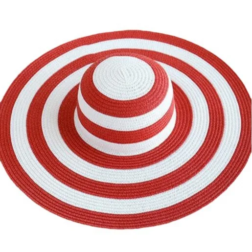 Hot Women's Casual Straw Hats Girls Outdoor Striped Patchwork Paper Sun hats New Summer Adult Flap Large Brim Beach Cap Gorras