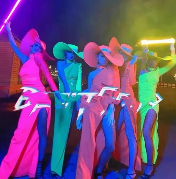 

Nightclub sexy big hat retro split show interactive party female gogo costume