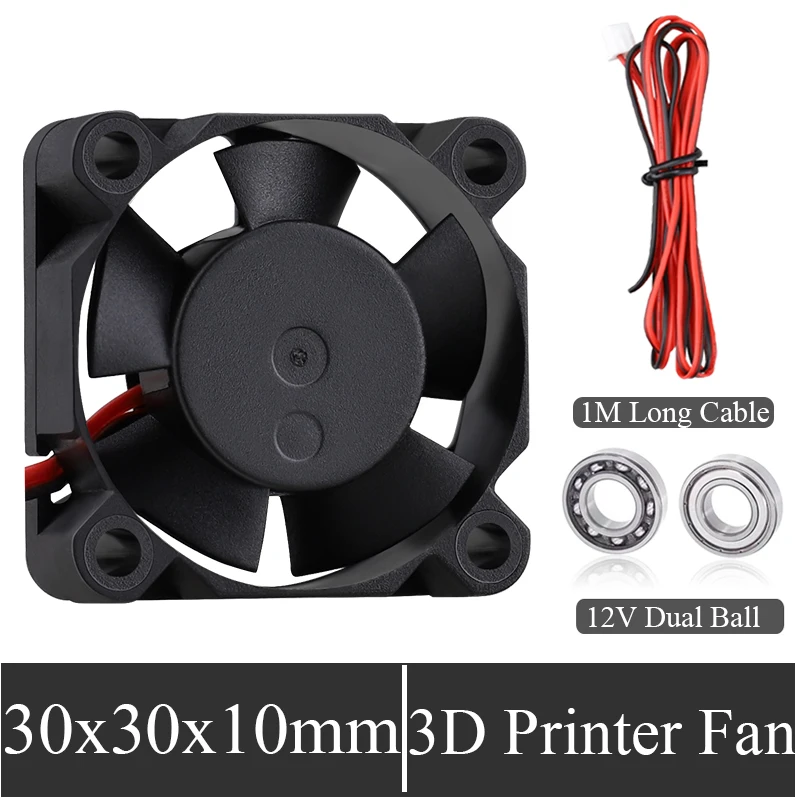 

10Pcs Gdstime 30mm 3d printer fan DC 12V 3010 30*30*10MM 3cm Ball Bearing Graphics card fan Cooler Cooling axial fan 100cm Cable