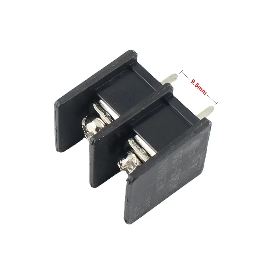 50pcs 9.5mm 10mm Pitch 2P 2 Pin Poles PCS Barrier Terminal Block Cable Connector Black 300V 25A 22-12AWG