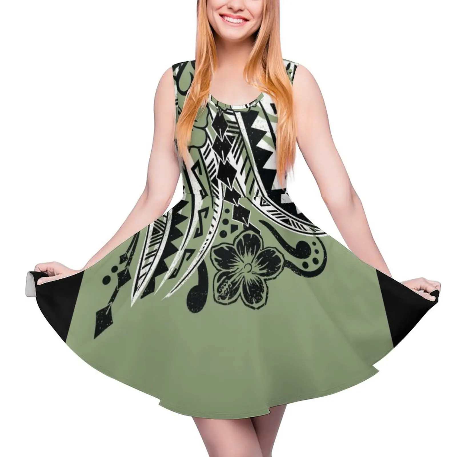 Polynesian Tribal Distressed Threads Sleeveless Dress Dress women elegant dresses plus sizes