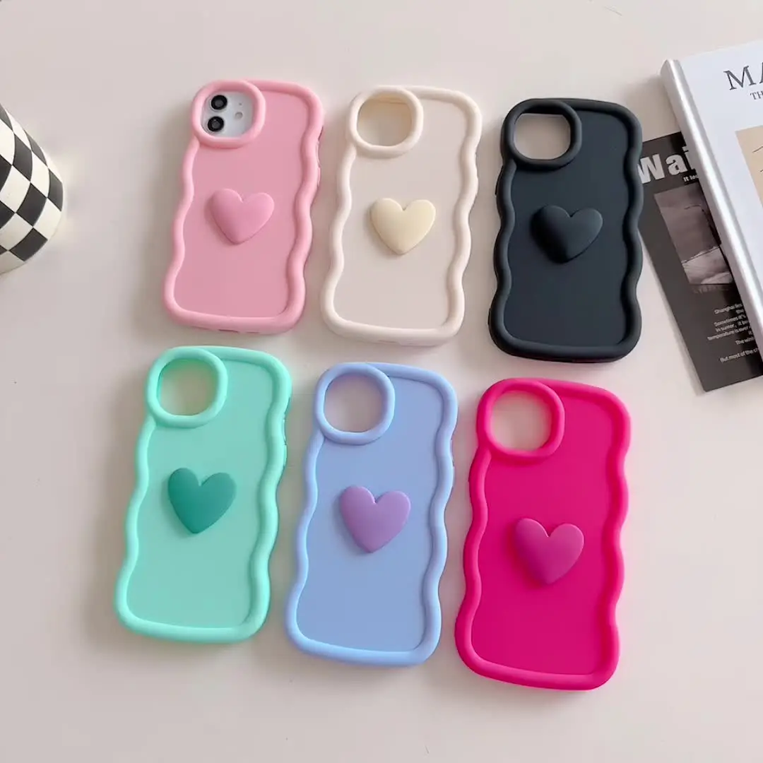 On Huawei Magic 5 6 Lite 9X Y9S Honor X6 X7 X8 X6A X7A X8A X9A X7B X8B X9B 90 With Lanyard 3D Love Heart Wavy Silicone Case