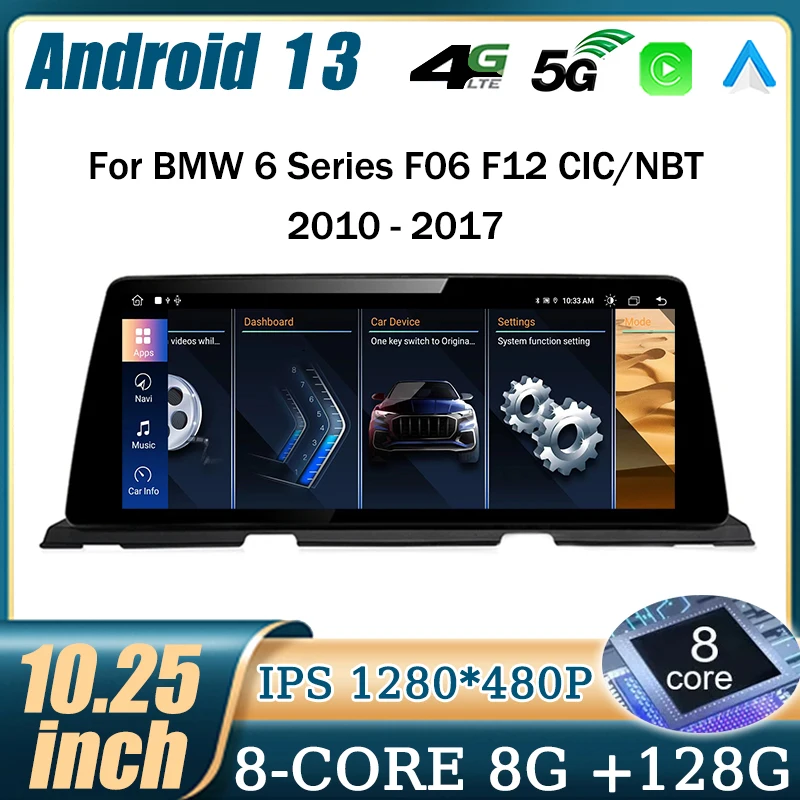 

Автомобильный мультимедийный проигрыватель, плеер на Android 13, с GPS, Wi-Fi, для BMW 6 Series F06 F12 CIC/NBT 2010 - 2017