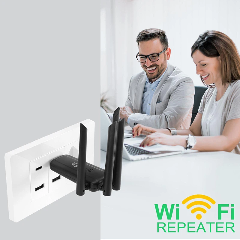 2.4G 300Mbps 무선 USB WiFi 리피터(4개 안테나 포함) 장거리 Wi-Fi 신호 확장기 고속 카드 수신기
