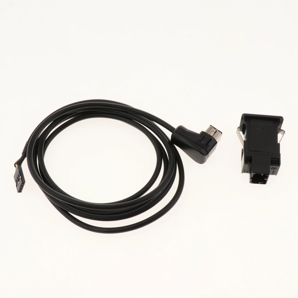 Car USB AUX Switch Socket with Wire Harness Cable Adapter for