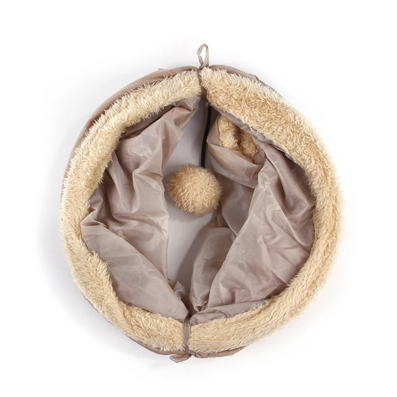 Collapsible Cat Tunnel Pet Cat Toys Play Tunnel Durable Suede Pet Toys Play Tunnel with Ball and Hole Pet Supplies