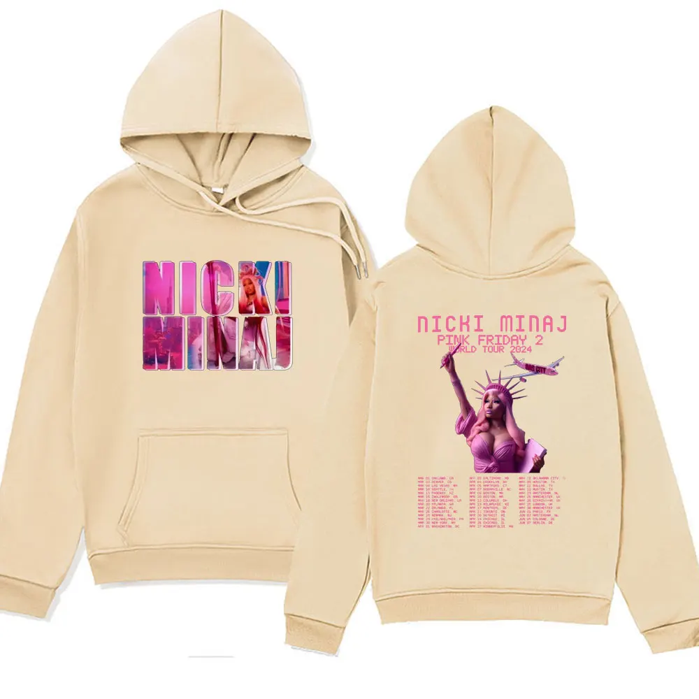 Rapper Nicki Minaj Pink Friday 2 Tour 2024 Hoodies Men Women Fashion Hip Hop Style Sweatshirts Spring New Fleece Hoodie Pullover