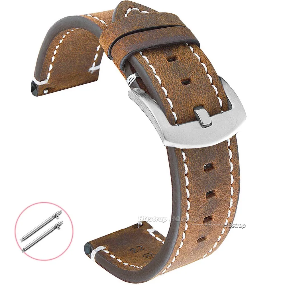 Vintage-Style Leather Quick Release Watch Strap | Premium Replacement Band