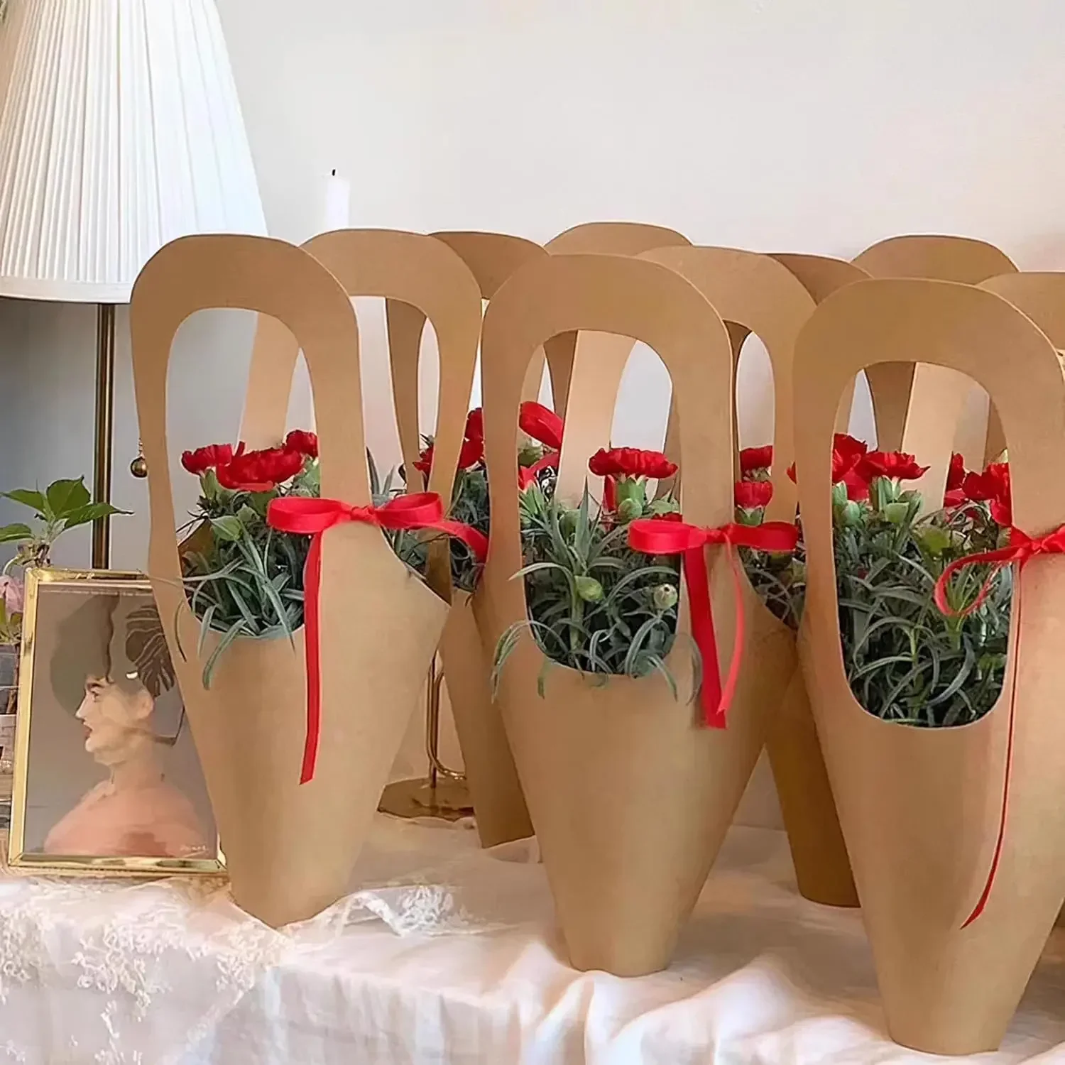 10/20/40PCS Chic Rose Präsentationsbox Stilvoller Kraftpapier-Blumenhalter für Hochzeiten, Jubiläen, besondere Anlässe – Detail 6