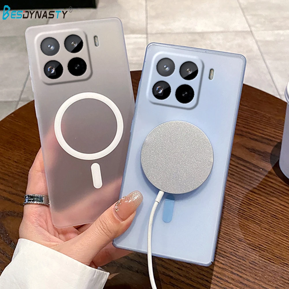Luxury Matte Slim Clear Magnetic Wireless Charging Phone Case - Shockproof Cover