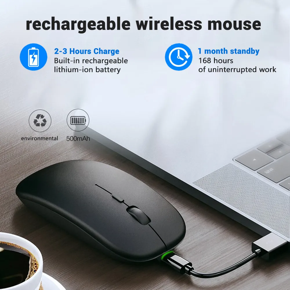 Rechargeable Wireless Bluetooth Mouse Portable Silent Ergonomic Mice iPad Computer Laptop Tablet Phone Office Gaming Mouse