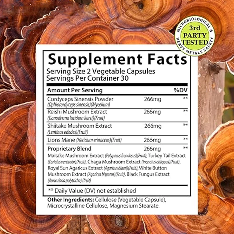 Shiitake Mushroom and Lion Mane Supplement Capsules-Puzzle Mushroom Complex with Birch Antler Extract and Cordyceps Powder mushroom complex capsules