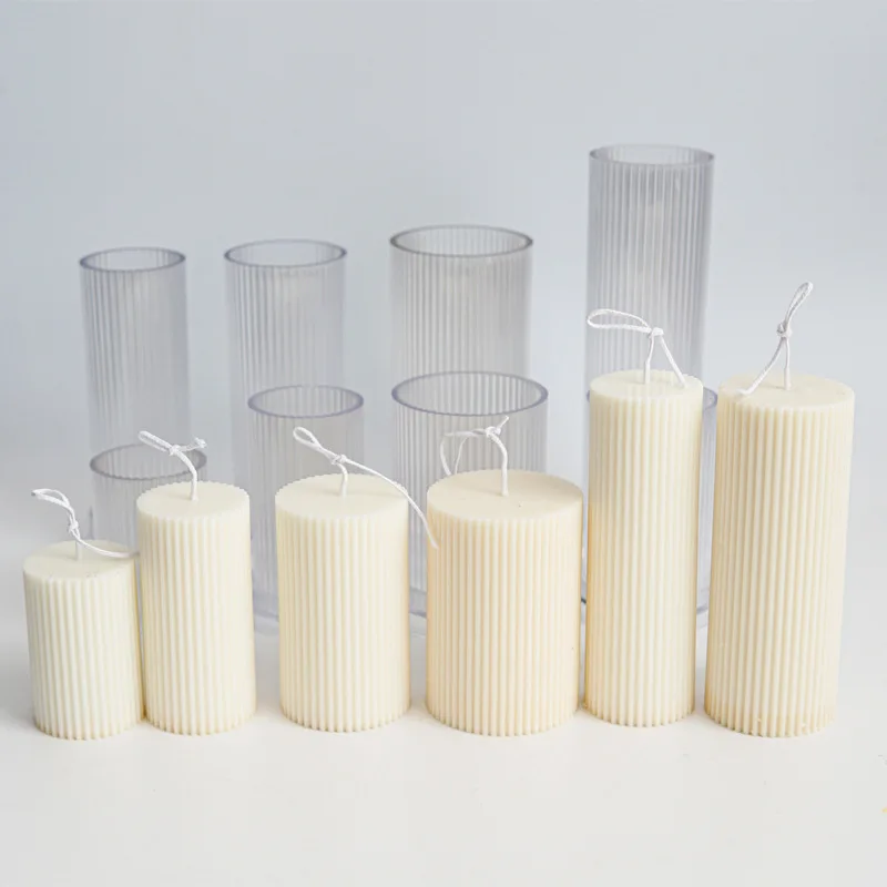DIY Pinstripe Round Fine Tooth Cylindrical Candle Plastic Mold Striped Pc Acrylic Making Kit Molds | Дом и сад