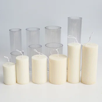 DIY Round Fine Tooth Cylindrical Candle Plastic Mold Striped