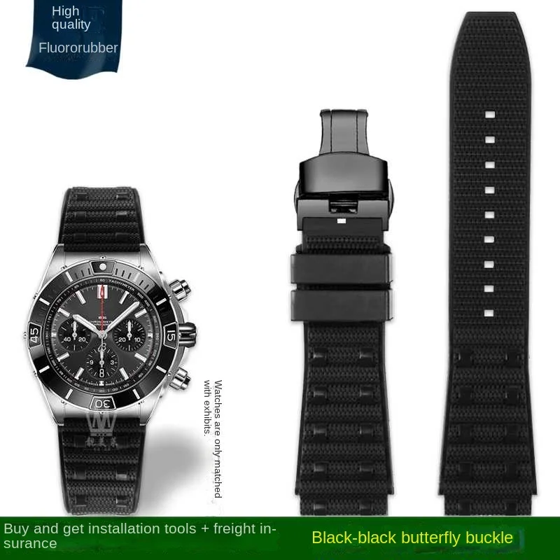 thumbnail image 1 of Correa de reloj de caucho fluorado de alta calidad de 22 mm y 24 mm para Breitling, correa para cronometraje mecánico Avengers Super Ocean, 1 of 5