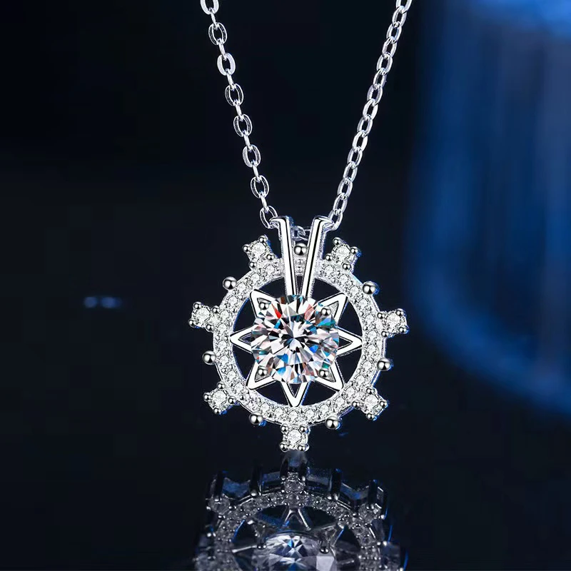 

Trendy S925 Silver 1ct D Color VVS1 Moissanite Necklace Women Jewelry Geometric Moissanite Diamond Clavicle Pendant Neckalces