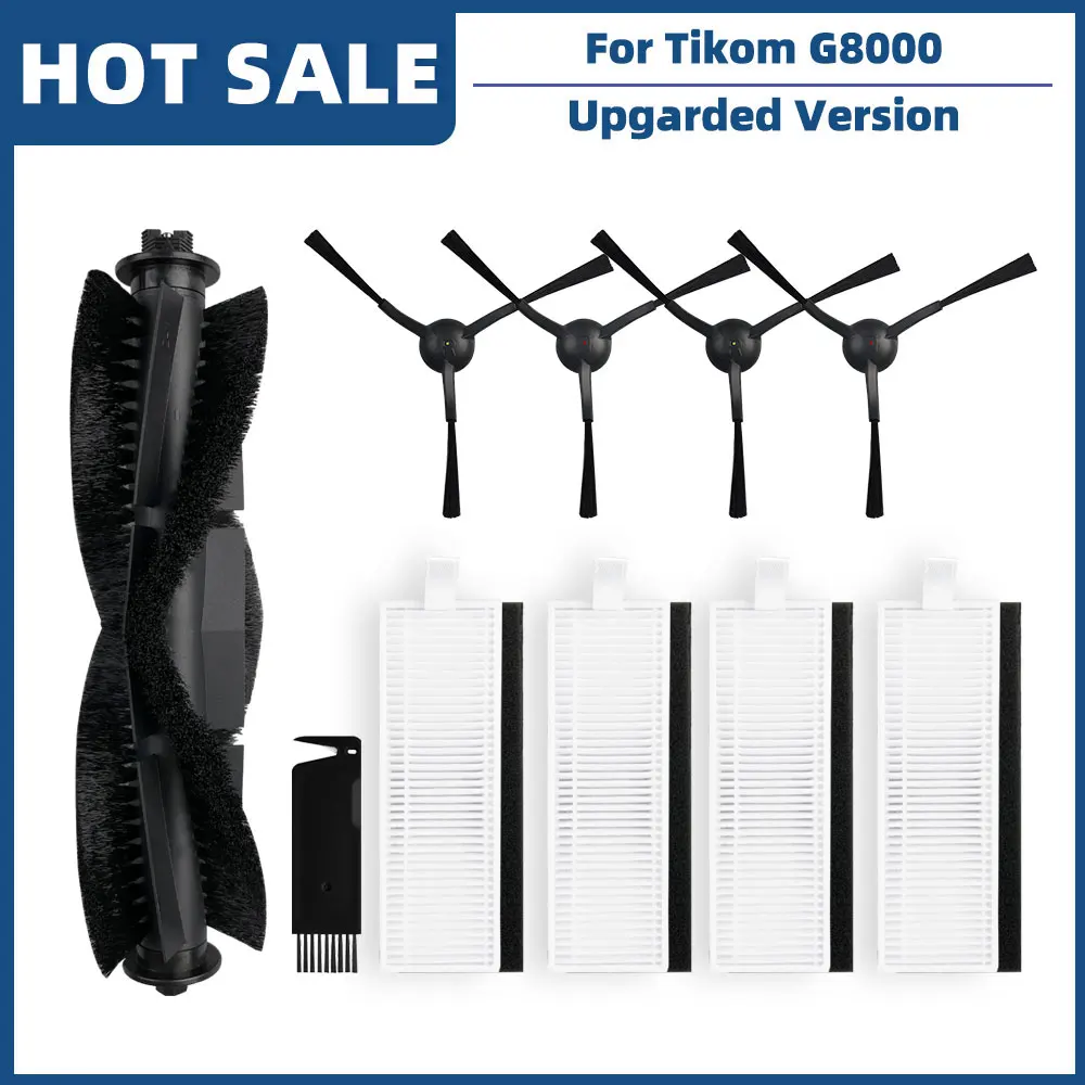 20-Piece Accessories Kit Compatible With Tikom G8000 Max / L8000 Pro (2025 New Vision) / L8000 Plus Robot Vacuum Replacement Parts, Includes 2 Main Brushes, 6 Side Brushes, 6 HEPA Filters