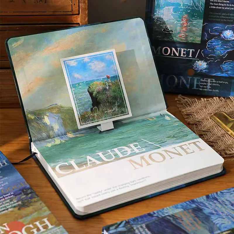 Van Gogh & Monet Oil Painting-Inspired Hardcover Notebook - Artistic Color Page Diary