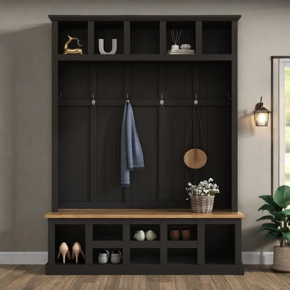 Hall Tree with Bench & Cube Storage 1