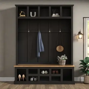 Hall Tree with Bench & Cube Storage 1