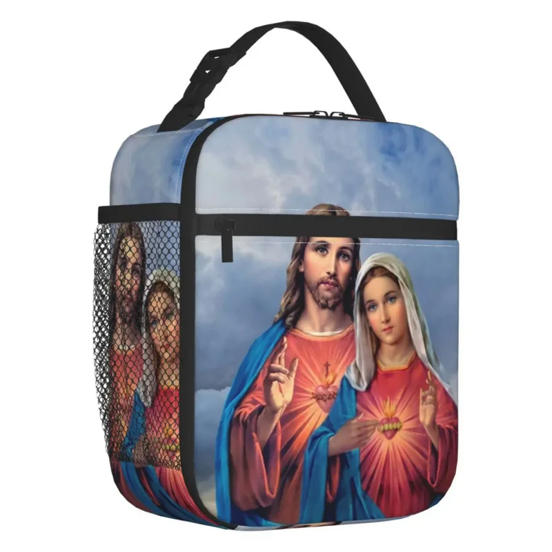 

Sacred Immaculate Hearts Portable Box Catholic Jesus and Mary Thermal Cooler Food Insulated Lunch Bag School Children