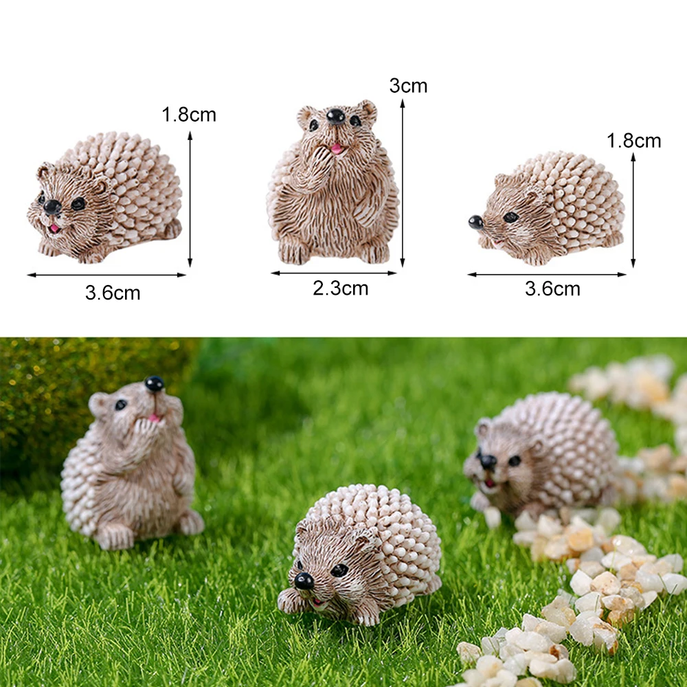 3/6pcs roztomilá pryskyřice hedgehogs miniatures, víla sad domácí psací stůl okrasa příslušenství, mech mikro krajina DIY řemeslo dekorace