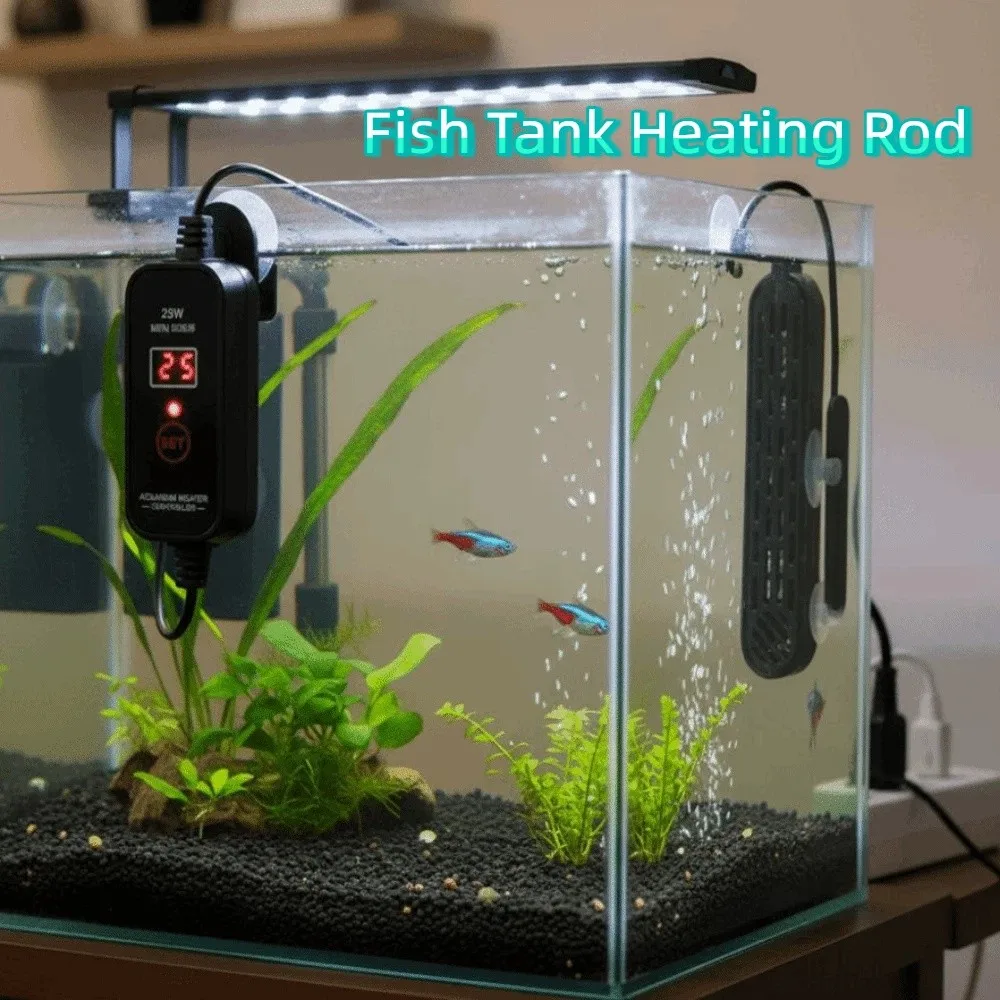 15-34°C Fish Tank Heating Rod Adjustable Temperature Control Aquarium Submersible Heater LCD Display Turtle Tank Heater