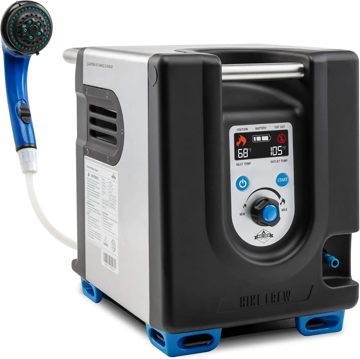 Portable Propane Water Heater & Shower Pump w/Built-in Battery Compact Outdoor Cleaning & Showering System w/LCD, Safety Shuto