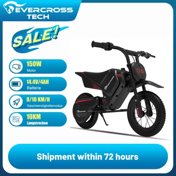 EVERCROSS TECH EV05M Moto eléctrica para niños, 150W, velocidades 8/16 km/h, duración de la batería hasta 10 km, Moto Cross 12 pulgadas para