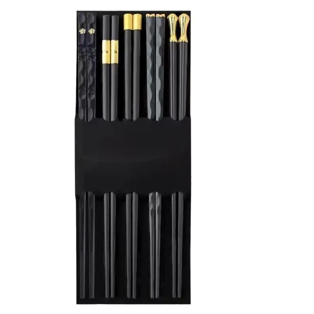 Finger Chopsticks Non Slip Wooden Sushi Led Chopsticks 5pcs Alloy Do Not Mold Household Set