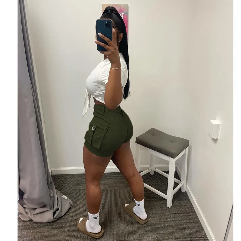 2023 New Camouflage Green Shorts Women Clothing Cargo Short Pants Y2k Fall Streetwear High Waisted Pockets Shorts Wholesale