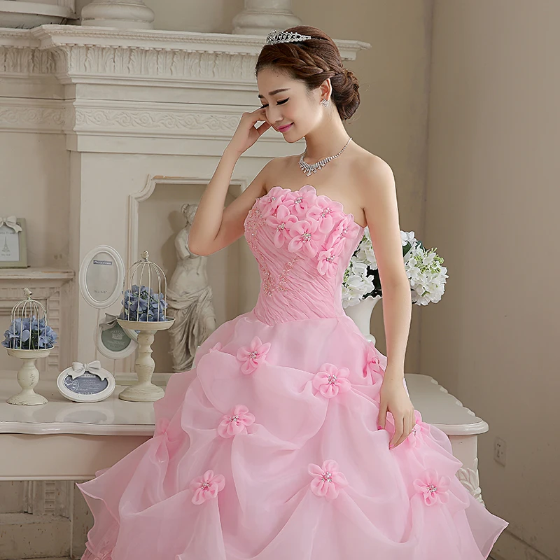 ruthshen Ball Gown Sweet Pink Vestidos De 15 Flowers Cheap Quinceanera Gowns Sweet 16 Debutante Dresses Robe De Bal