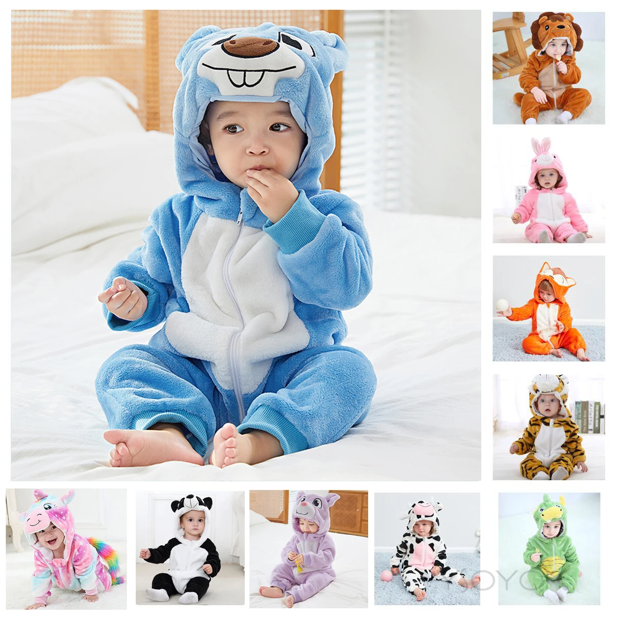 

Newborn Baby Boy Clothing Panda Animal Cartoon Hooded Jumpsuits Winter Baby Pajamas Onesies Kids Sleepwear Newborn Baby Pyjamas
