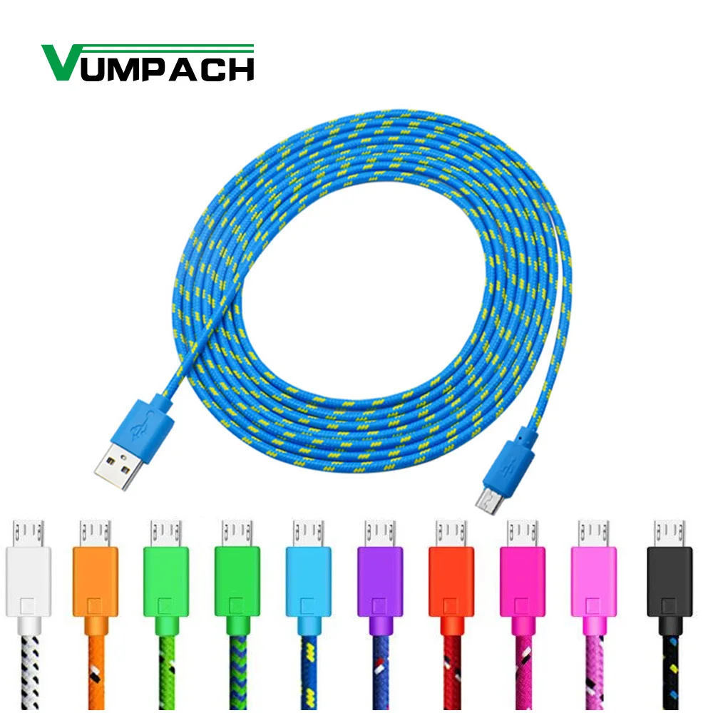 Micro USB Cable 1m 2m 3m Nylon Braided Data Sync Charger For Samsung Huawei Xiaomi HTC Android Phone Cables |
