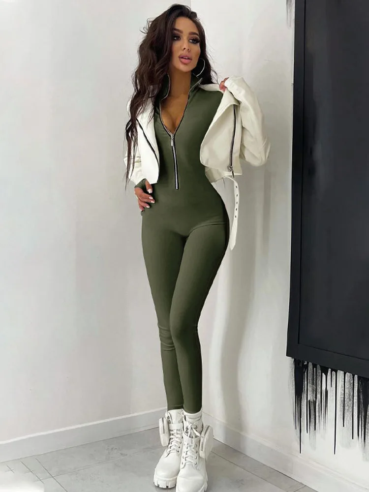 Solid Color Long Sleeved Women's Jumpsuit Sports 2023 Autumn Black Half High Neck Waist Wrap Slim Tight for Yoga Training, Run