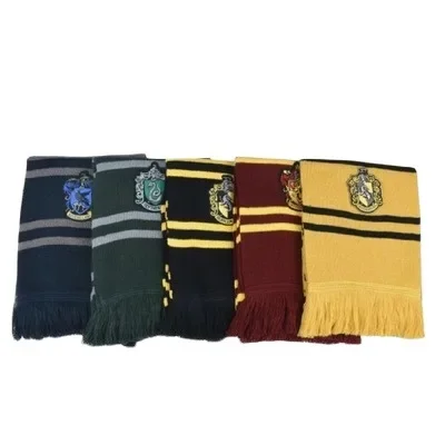 Harryy Potter Scarf Warm Thick Slytherin Hogwarts College Badge Ravenclaw Hermione Gryffindor Tassel Scarf Accessories Gifts scarf accessories knitting scarf