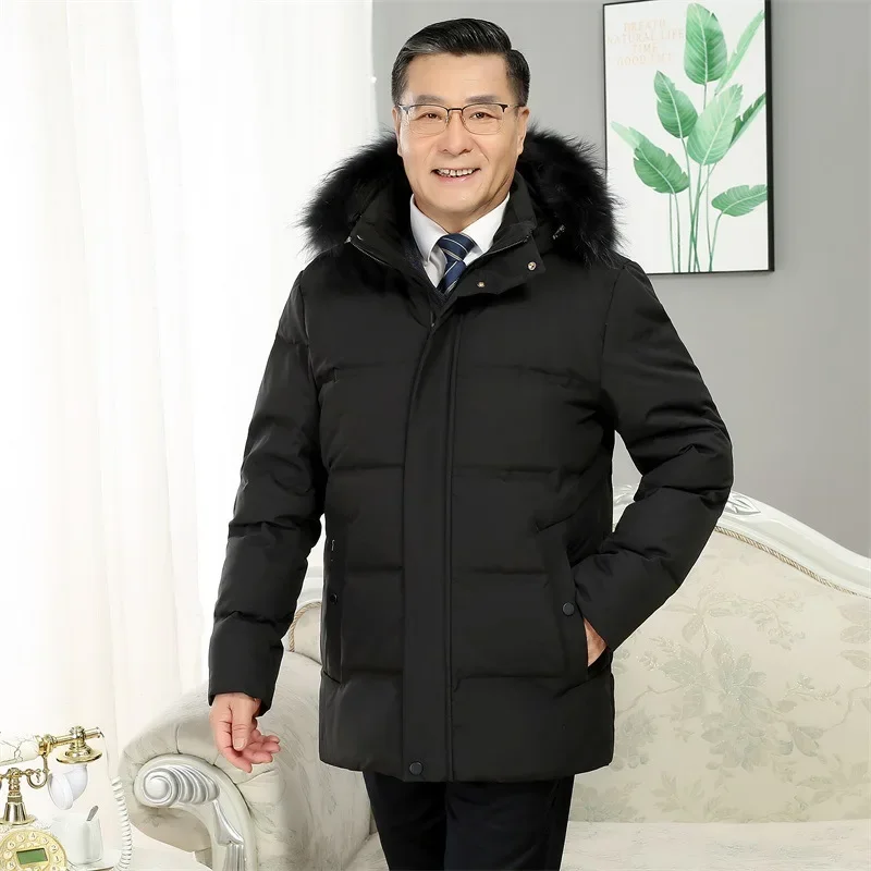 -30 degrés blanc doudoune d'oie Parkas hommes coupe-vent fourrure à capuche vers le bas manteaux col de fourrure à capuche épais hiver veste rembourrage