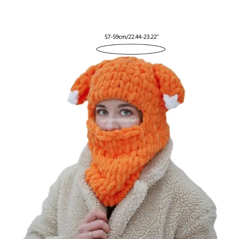 Winter Hat Cartoon Knitting Hat Animal Ear Cosplay Hat Outdoor Sport Hat Woolen Caps Windproof Headwear Balaclava Dropship 6