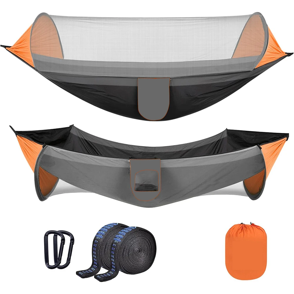 3 in 1 Camping Hammock with Mosquito Mesh Automatic Quick Opening Nylon Hammock Anti-Mosquito hanging tent for Outdoor