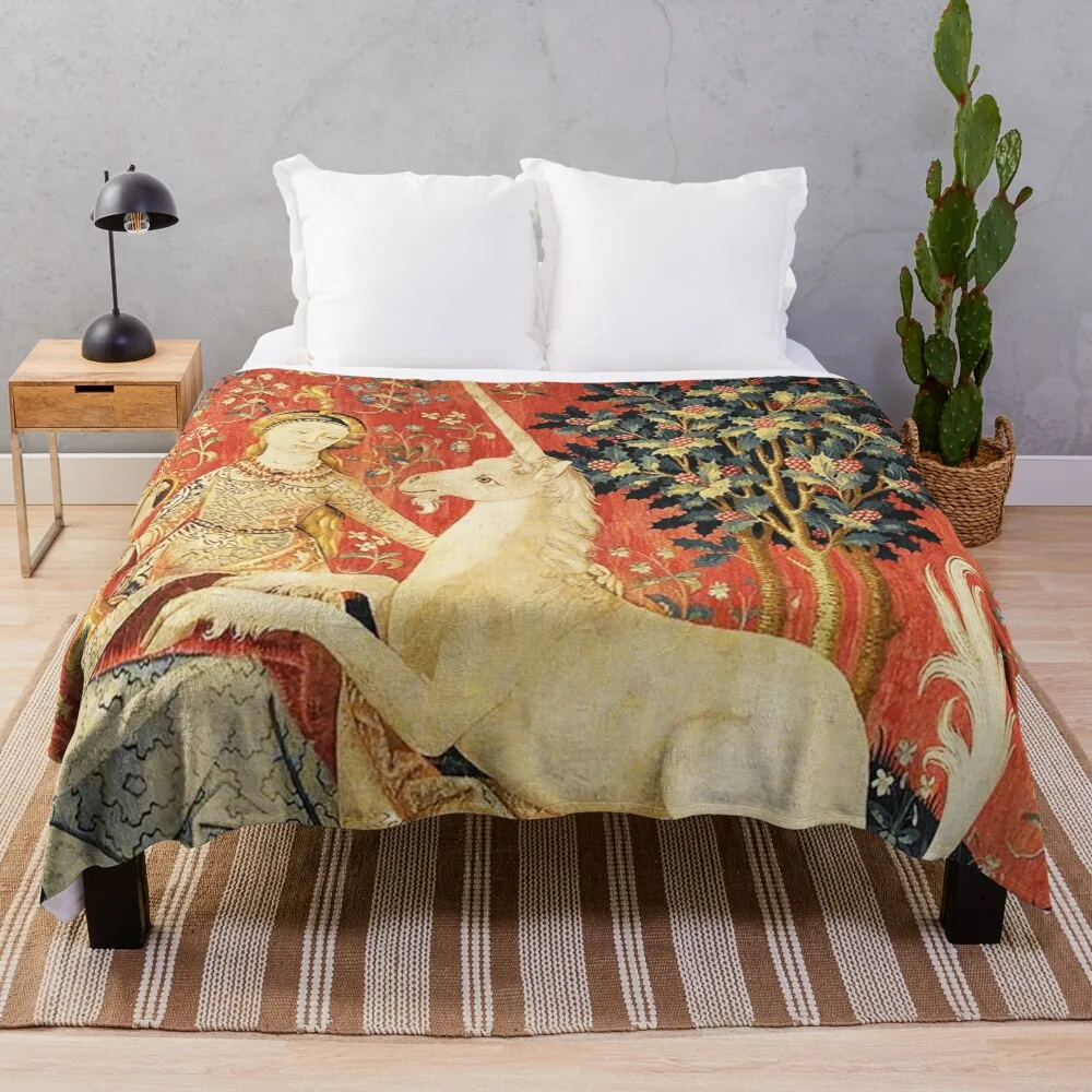 

Medieval Unicorn artwork Throw Blanket Sofa heavy to sleep Extra Large Throw Winter beds Blankets