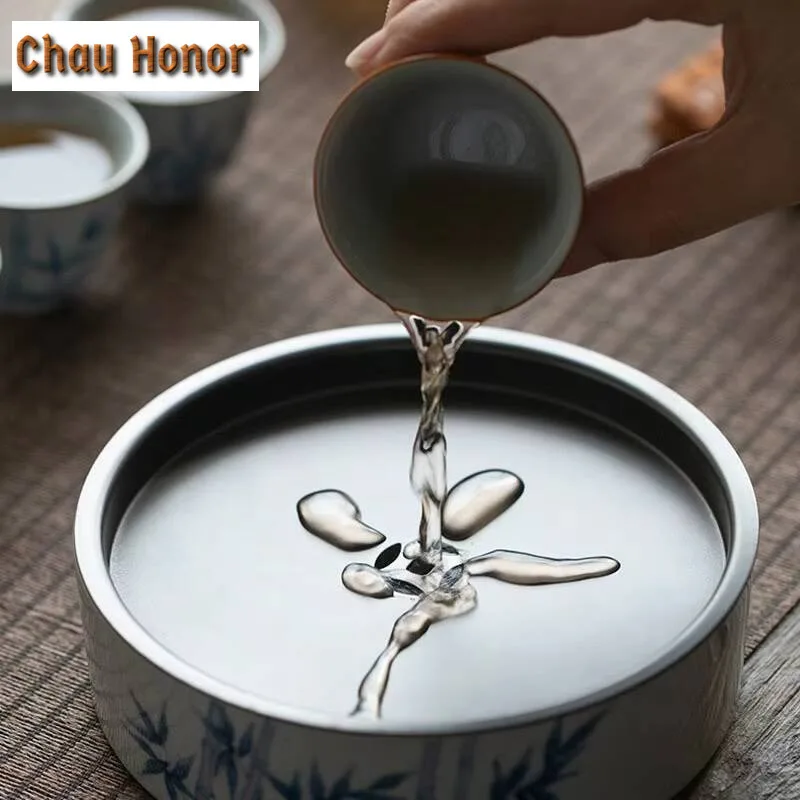 2pcs /set Hand Painted Blue And White Bamboo Tea Cup Antique Glaze Household Tea Cup Tea Ceremony Accessories Drinkware 50ml