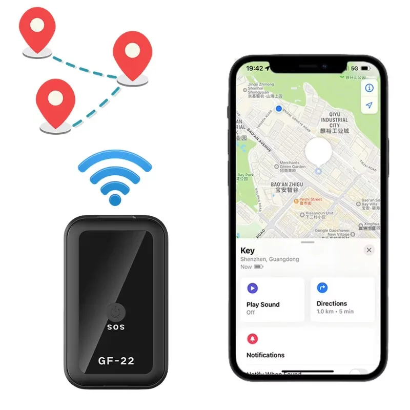 GF-22 Car GPS Tracker Mini GPS Locator WiFi LBS AGPS Auto Anti-Lost Tracking Device Motorcycle Vehicle Pet Baggage Lost Tracker